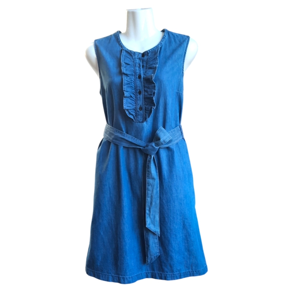 Draper James Sleeveless Chambray Shift Dress - Picture 9 of 9